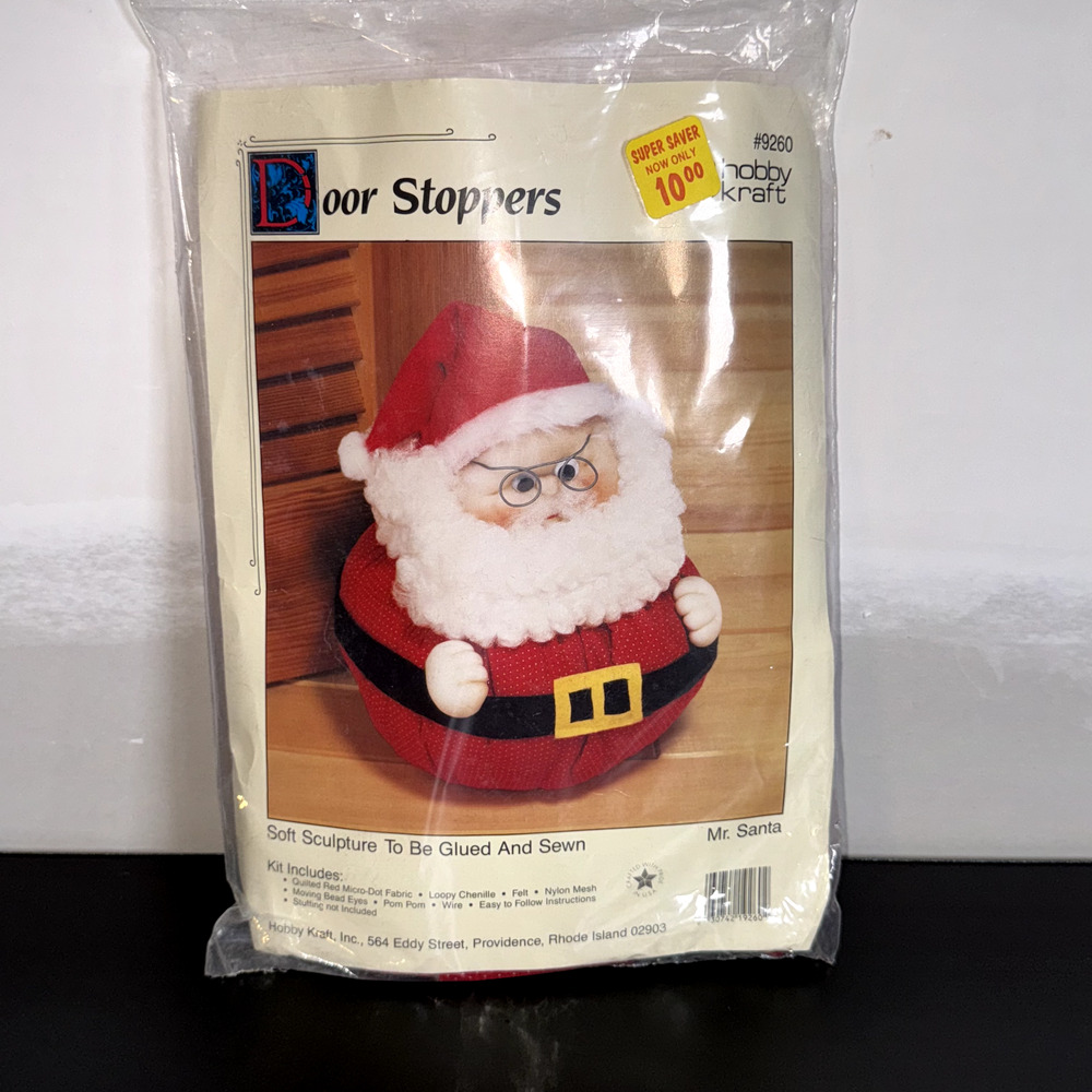 Vtg Santa Claus Soft Sculpture Door Stopper Kit Christmas Craft Sealed
